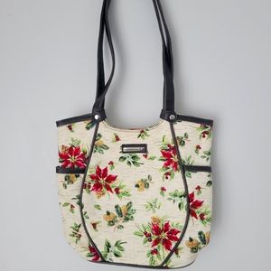 Longaberger Homestead Purse Christmas Poinsettia Leaf